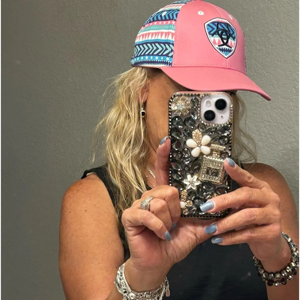 Ariat Pink Lucy Aztec print SnapBack Youth Cap One Size fits Most - Picture 8 of 8